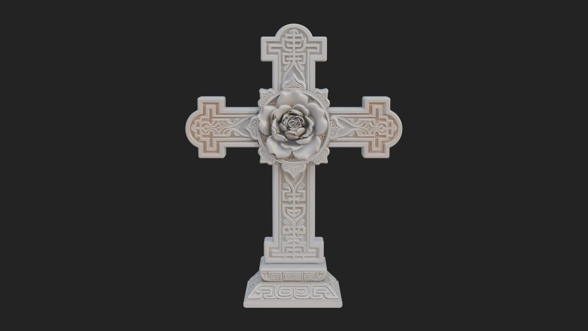 Carved Relief Wall Cross Design 342 3D Print Model 3D Model
