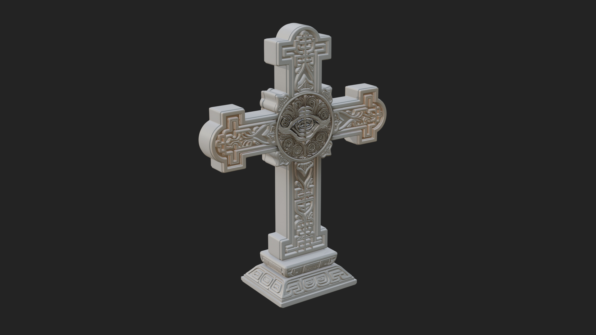 Carved Relief Wall Cross Design 342 3D Print Model 3D Model