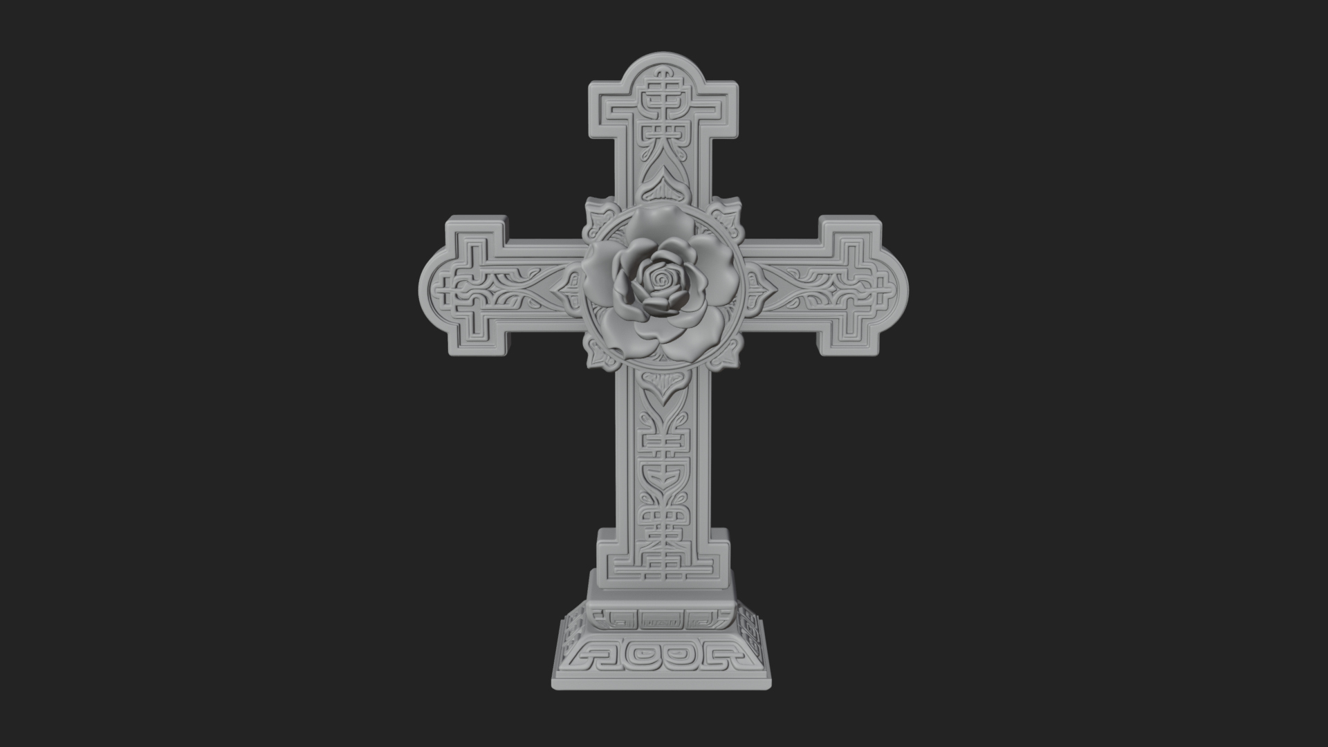 Carved Relief Wall Cross Design 342 3D Print Model 3D Model