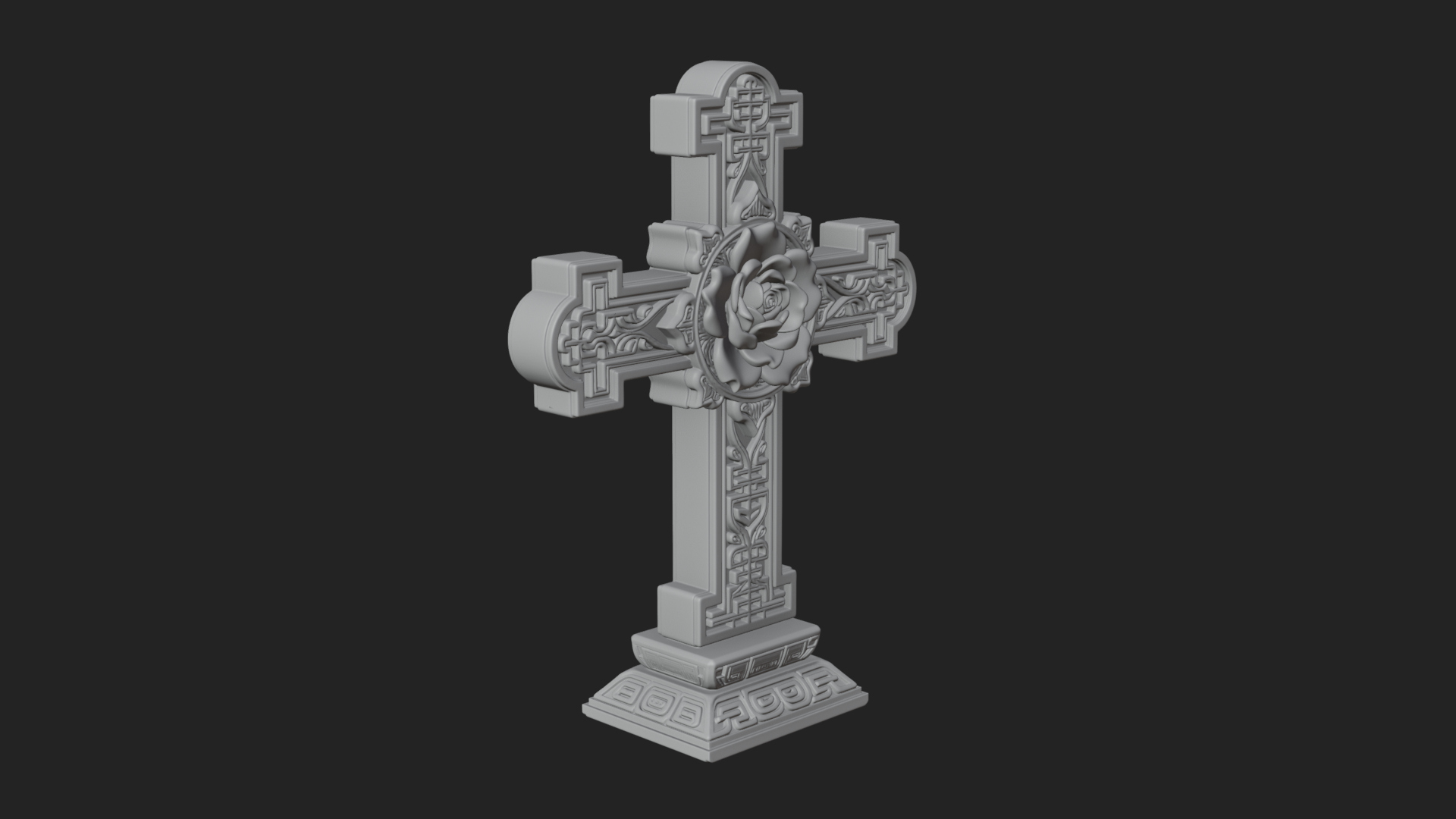 Carved Relief Wall Cross Design 342 3D Print Model 3D Model