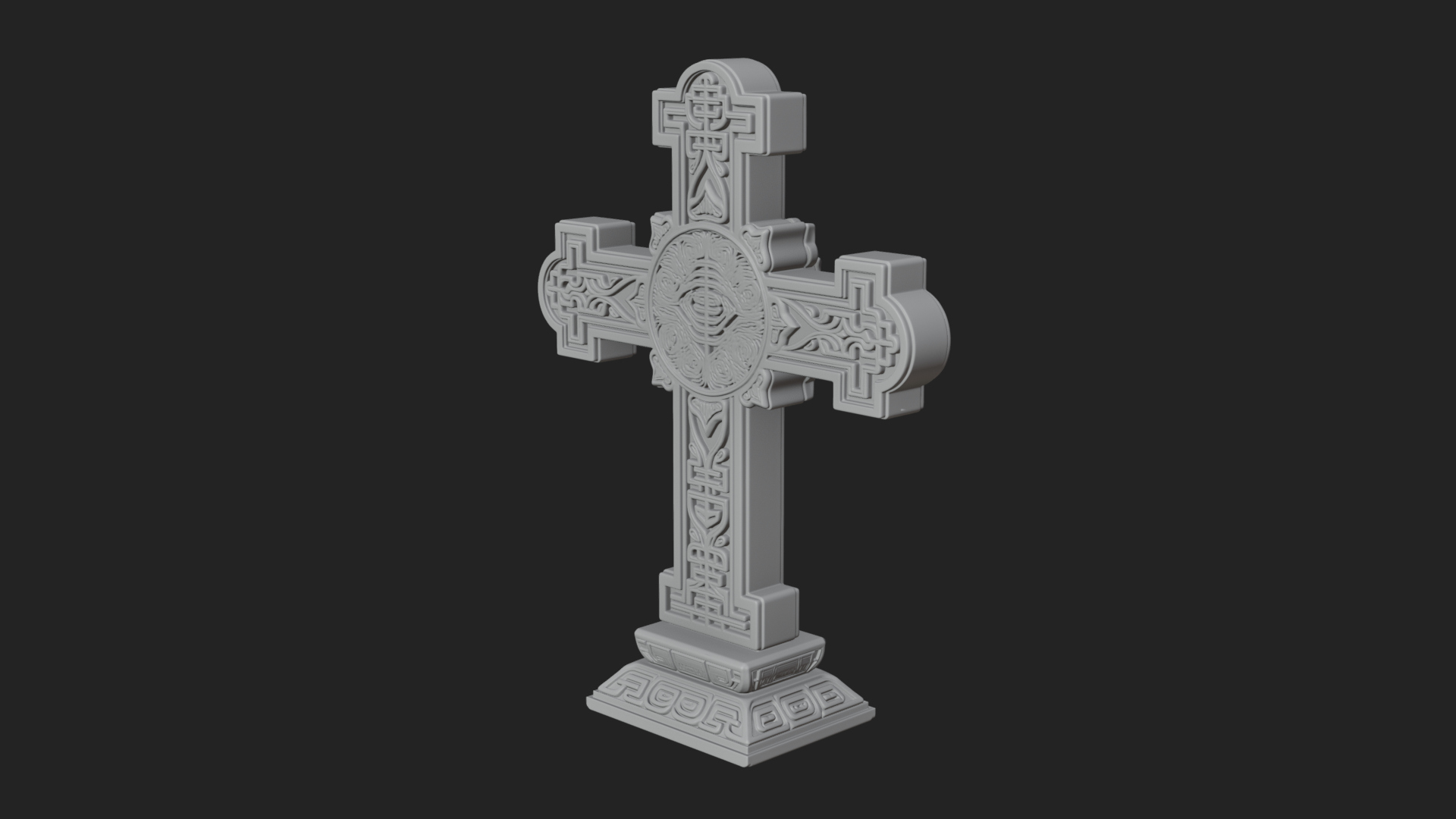 Carved Relief Wall Cross Design 342 3D Print Model 3D Model