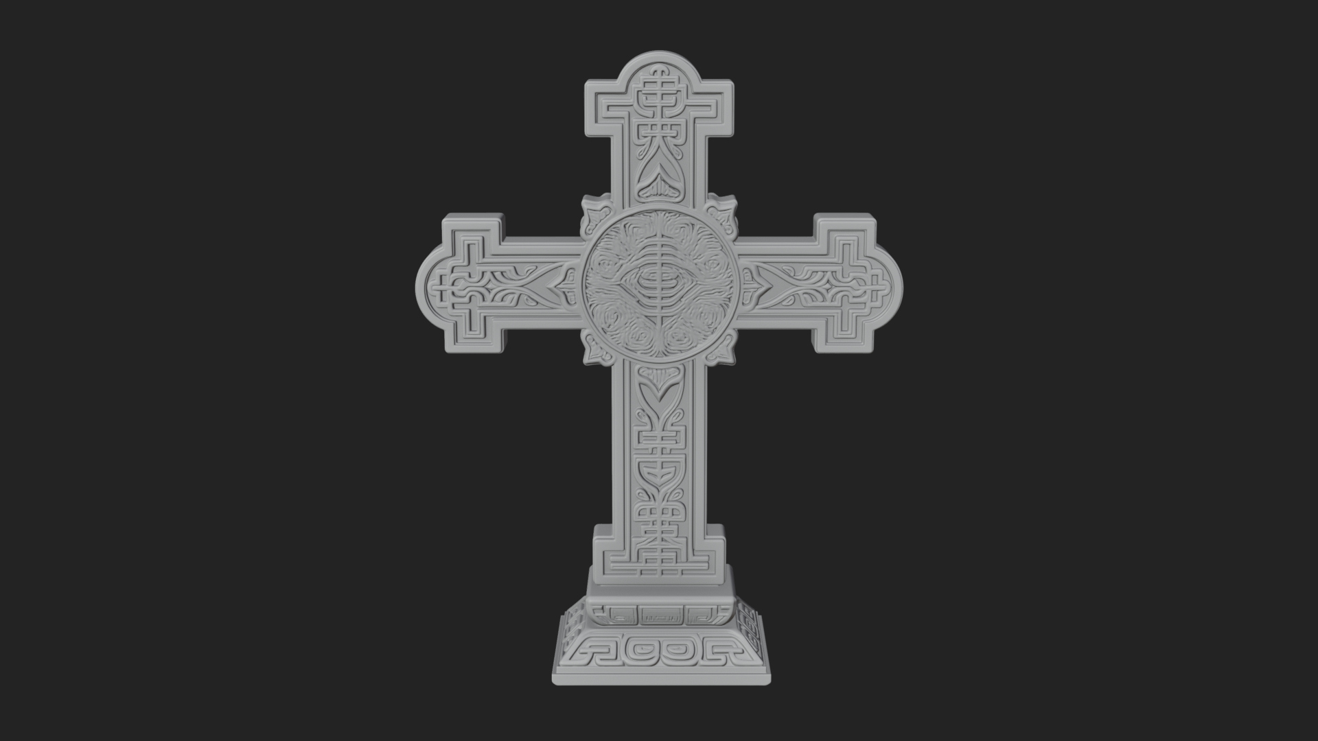 Carved Relief Wall Cross Design 342 3D Print Model 3D Model