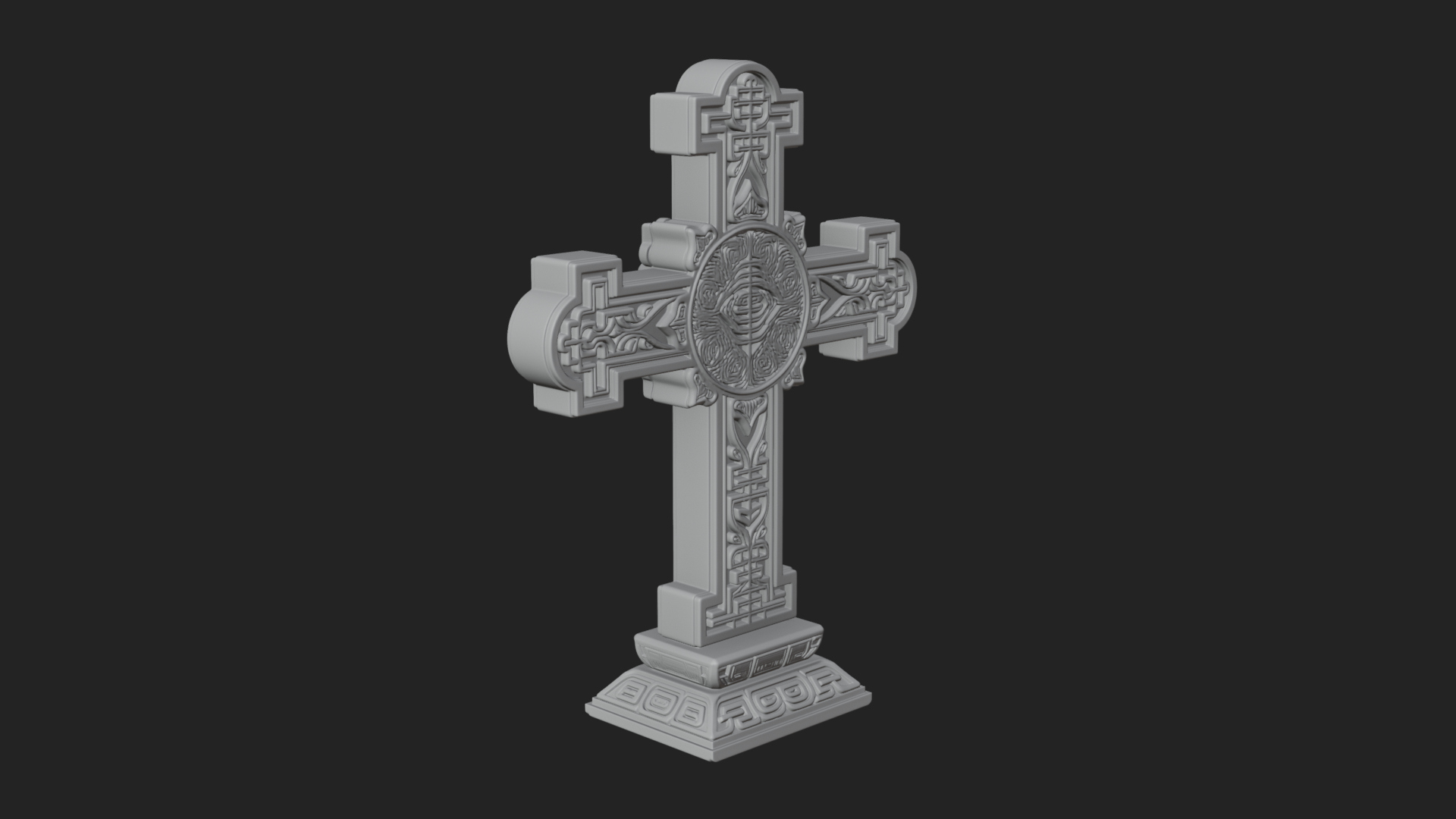 Carved Relief Wall Cross Design 342 3D Print Model 3D Model