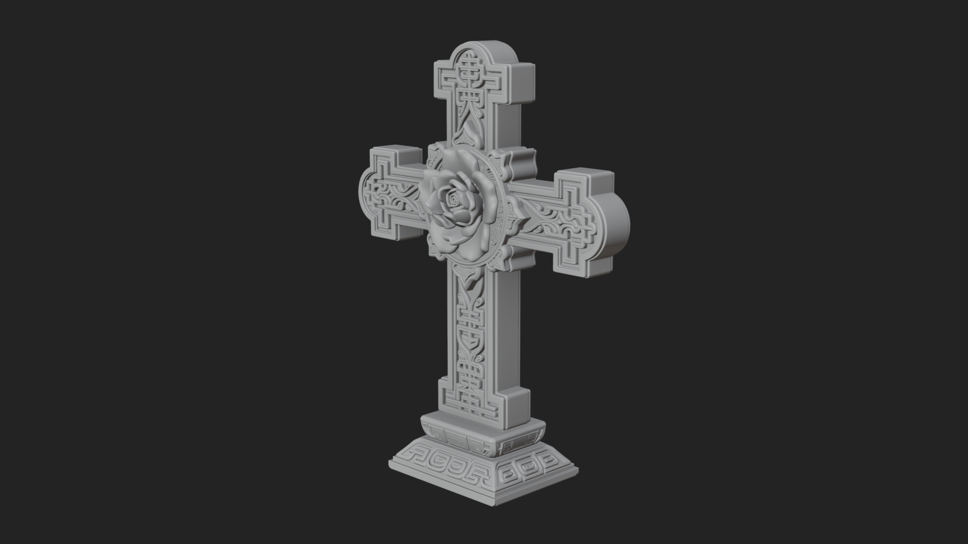Carved Relief Wall Cross Design 342 3D Print Model 3D Model