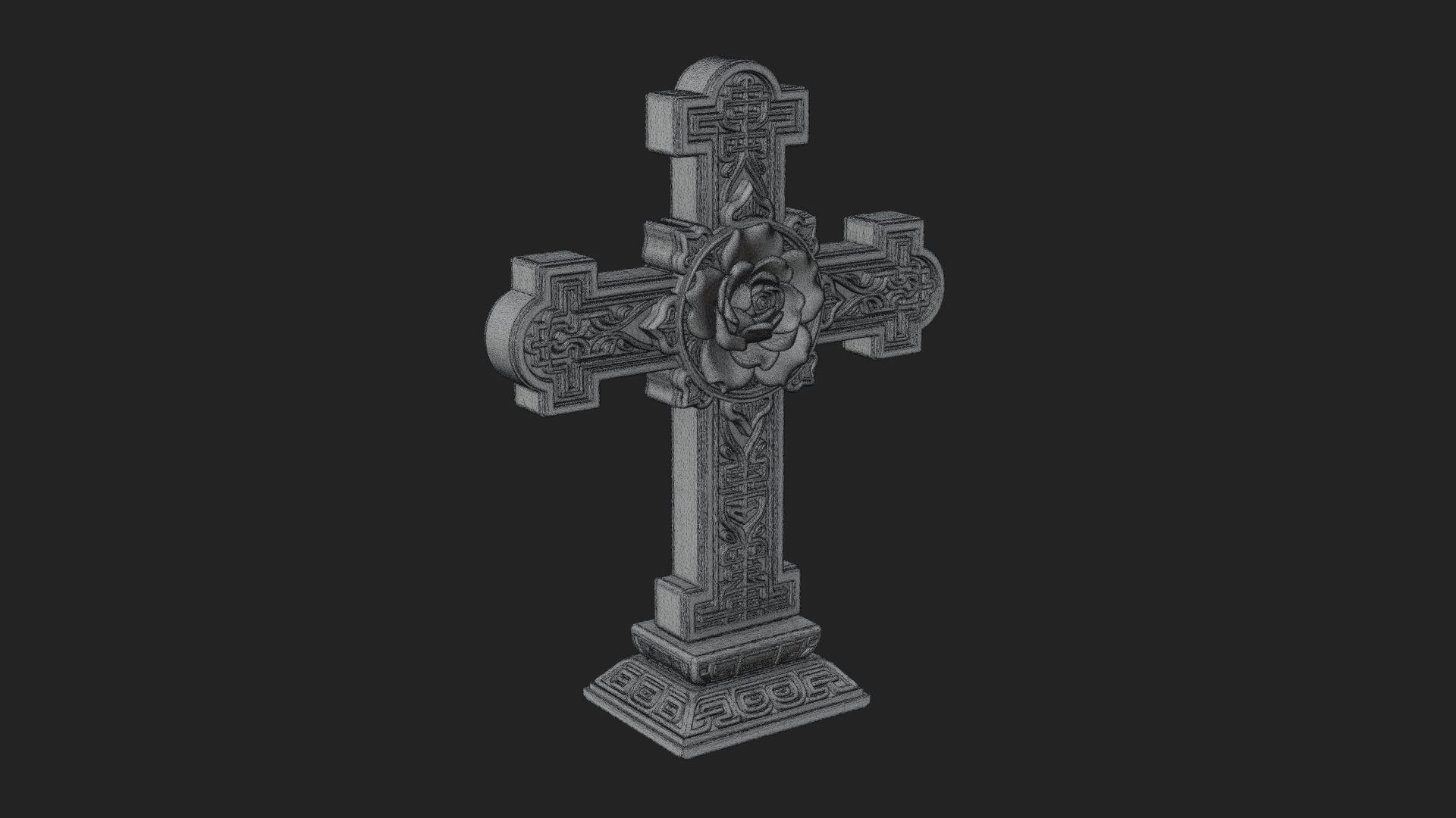 Carved Relief Wall Cross Design 342 3D Print Model 3D Model