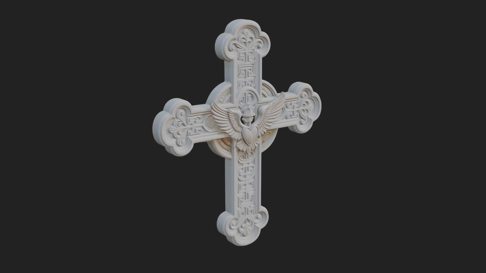 Carved Relief Wall Cross Design 344 3D Print Model 3D Model
