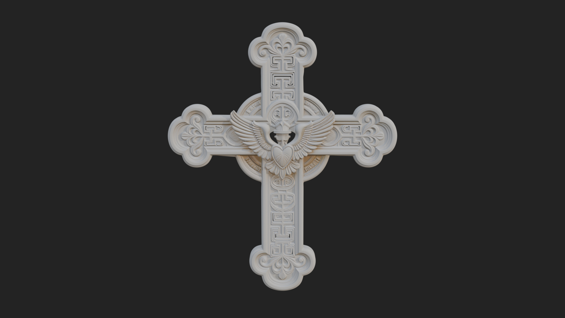 Carved Relief Wall Cross Design 344 3D Print Model 3D Model