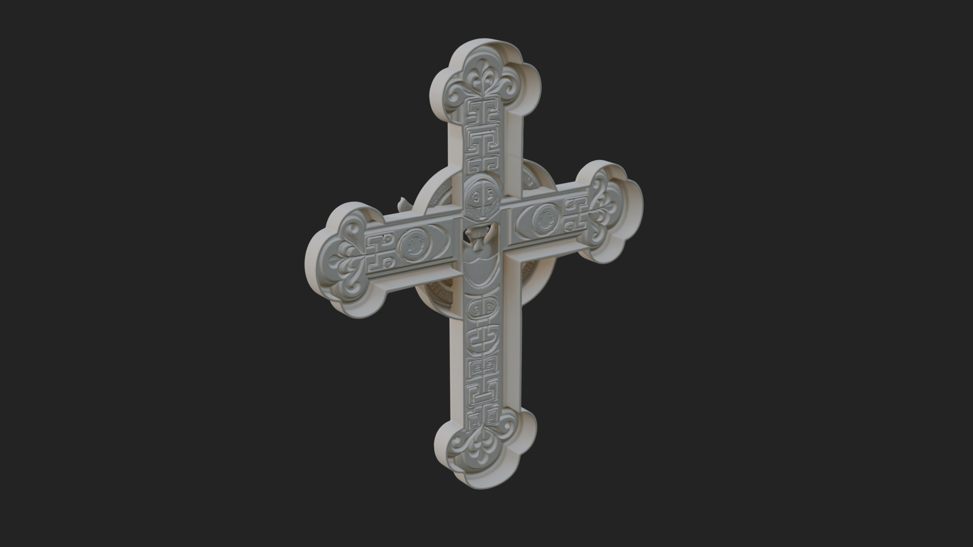 Carved Relief Wall Cross Design 344 3D Print Model 3D Model