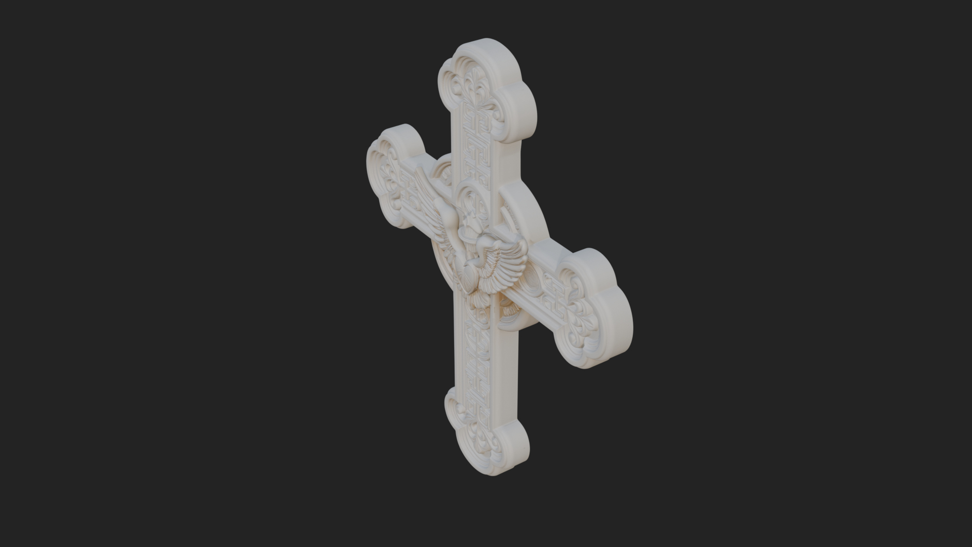 Carved Relief Wall Cross Design 344 3D Print Model 3D Model