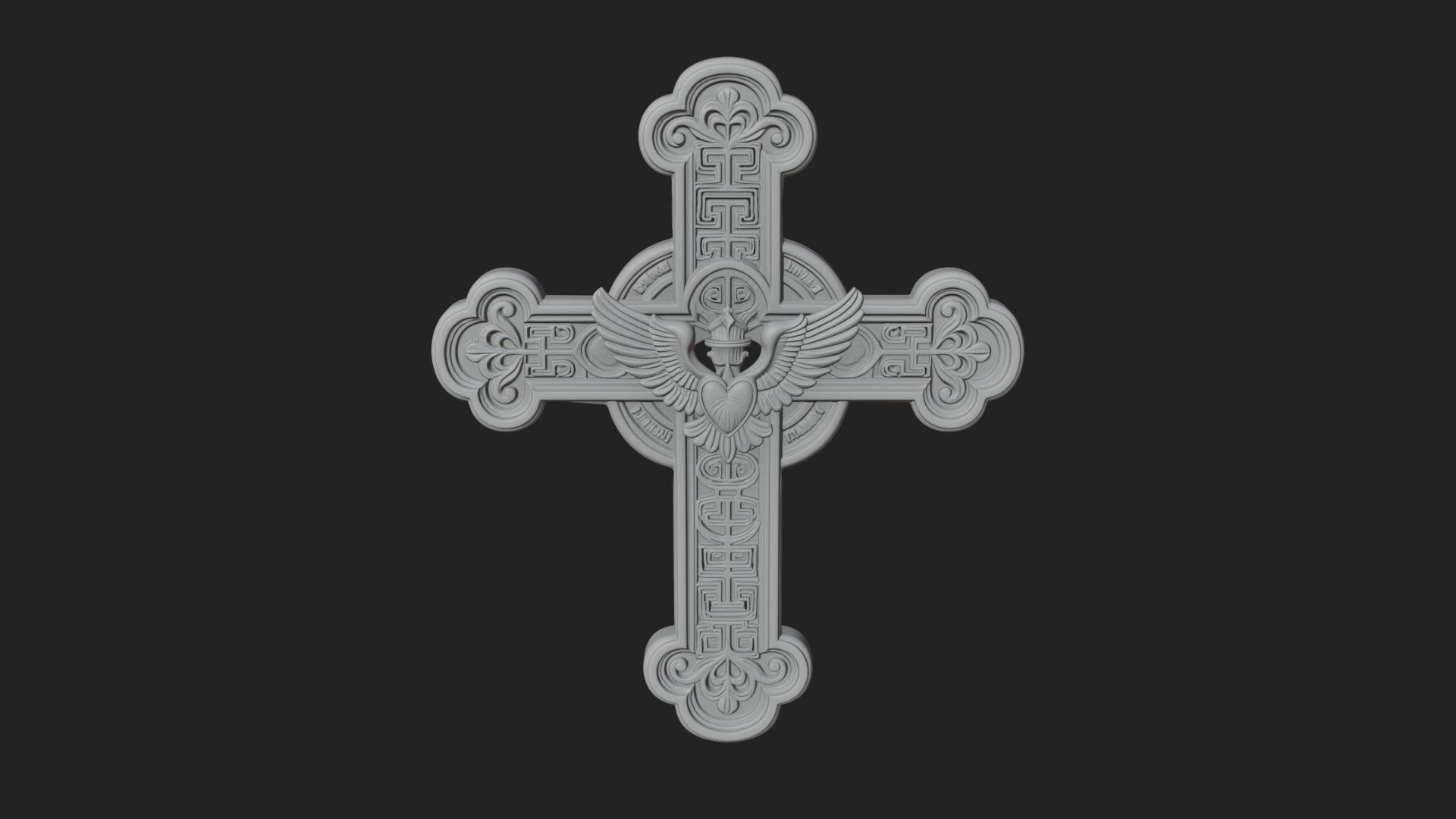 Carved Relief Wall Cross Design 344 3D Print Model 3D Model