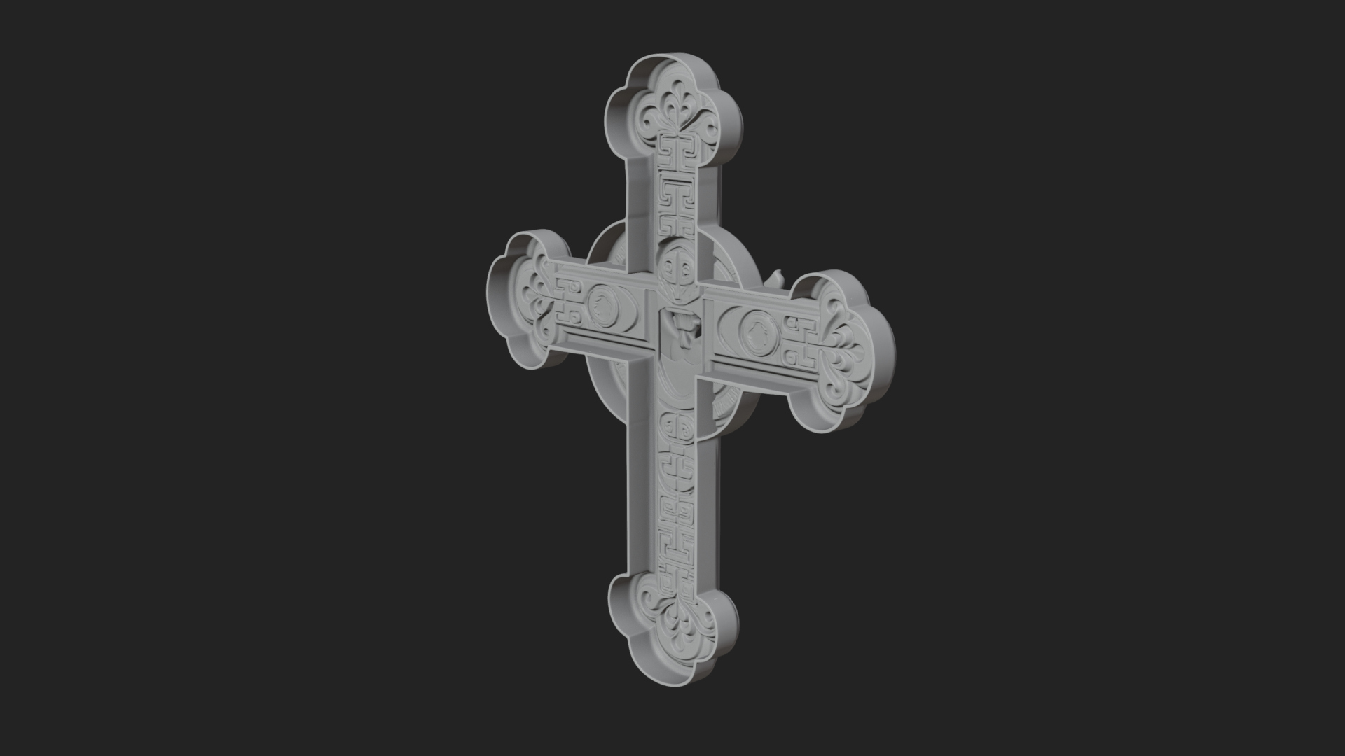 Carved Relief Wall Cross Design 344 3D Print Model 3D Model