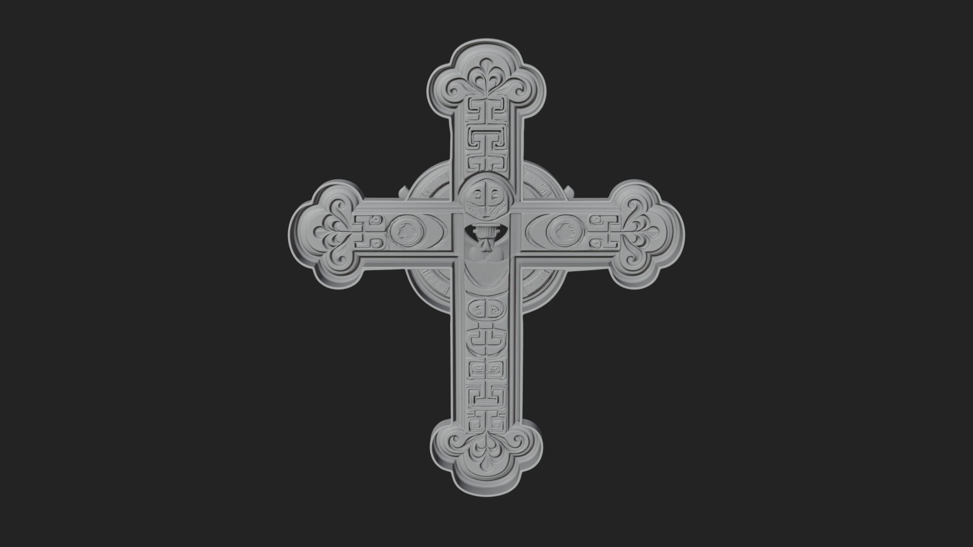 Carved Relief Wall Cross Design 344 3D Print Model 3D Model
