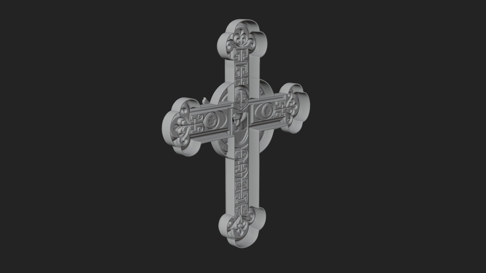 Carved Relief Wall Cross Design 344 3D Print Model 3D Model