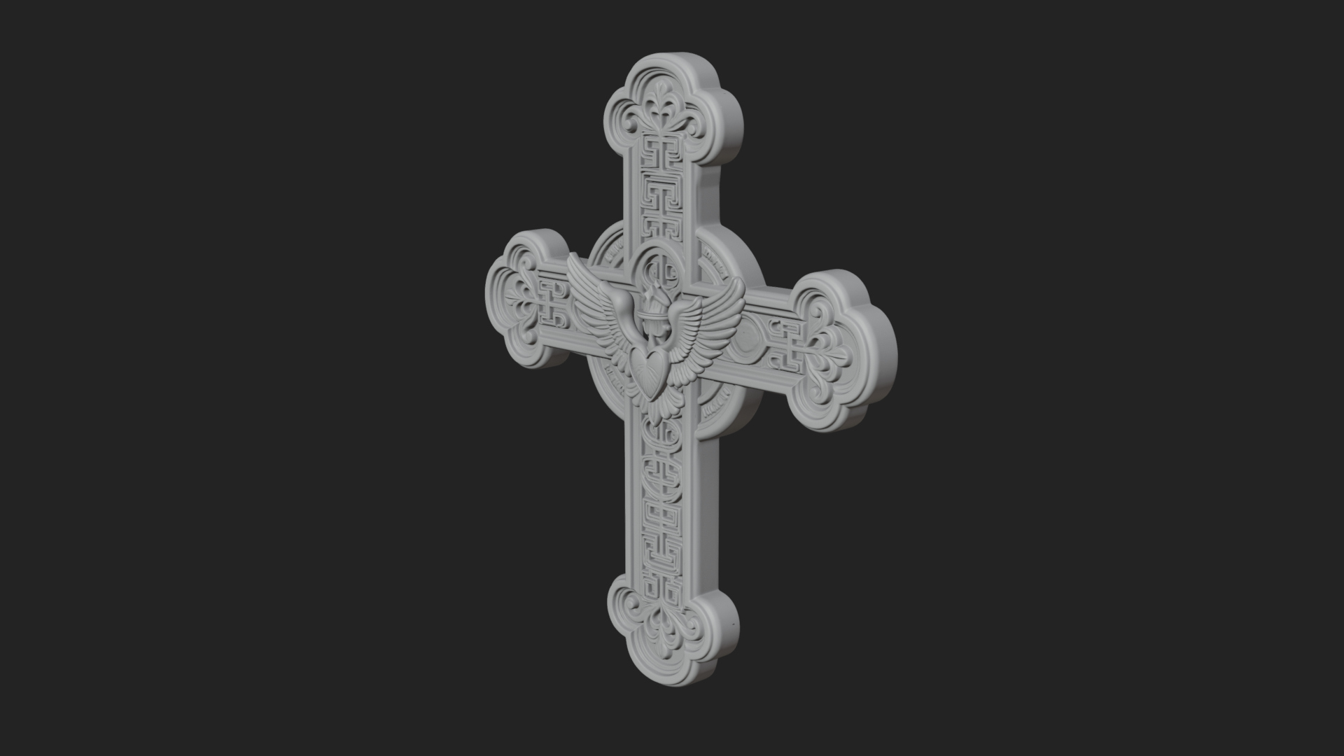 Carved Relief Wall Cross Design 344 3D Print Model 3D Model