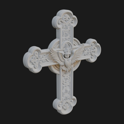 Carved Relief Wall Cross Design 344 3D Print Model