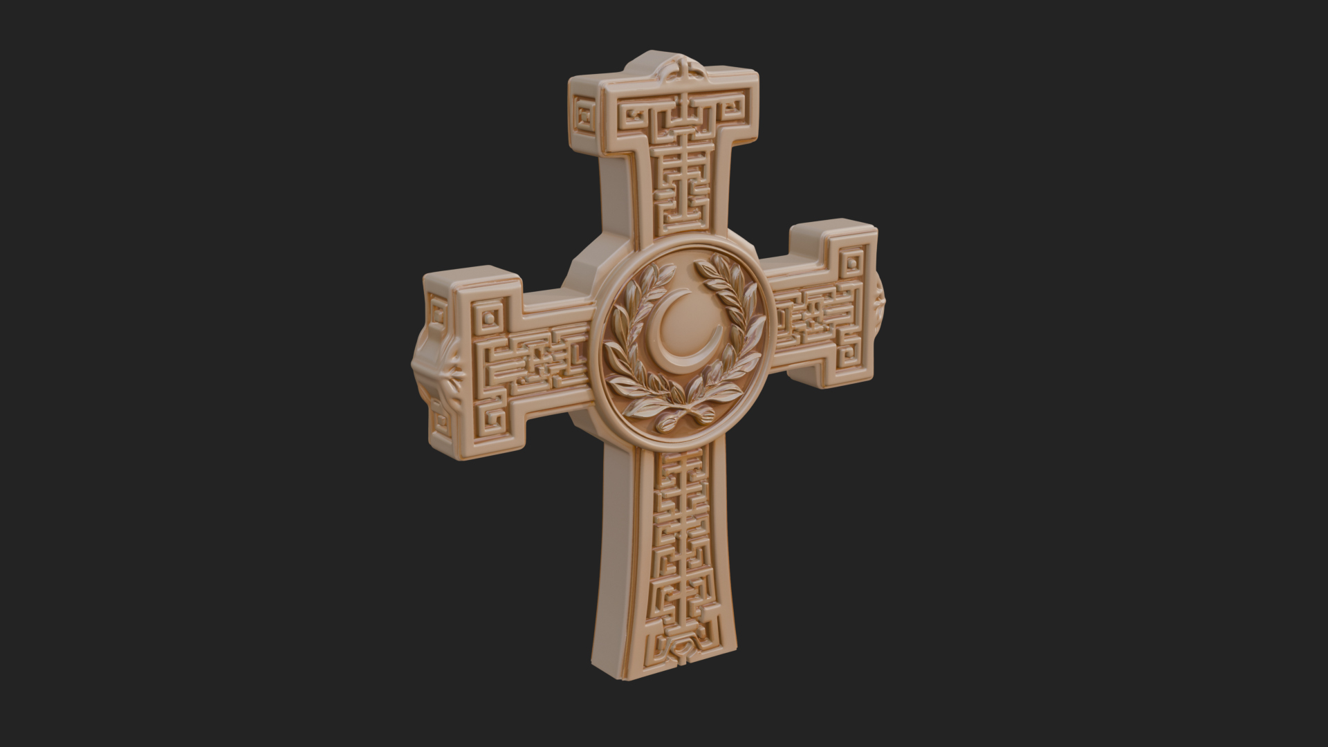 Carved Relief Wall Cross Design 345 3D Print Model 3D Model