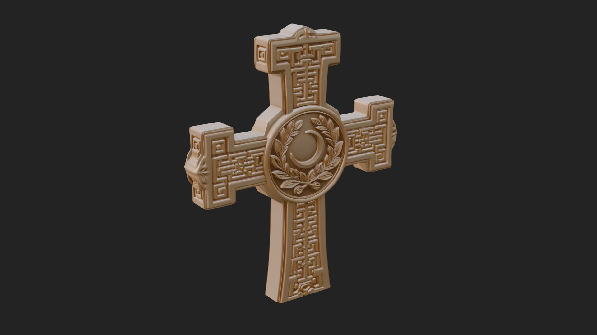 Carved Relief Wall Cross Design 345 3D Print Model 3D Model