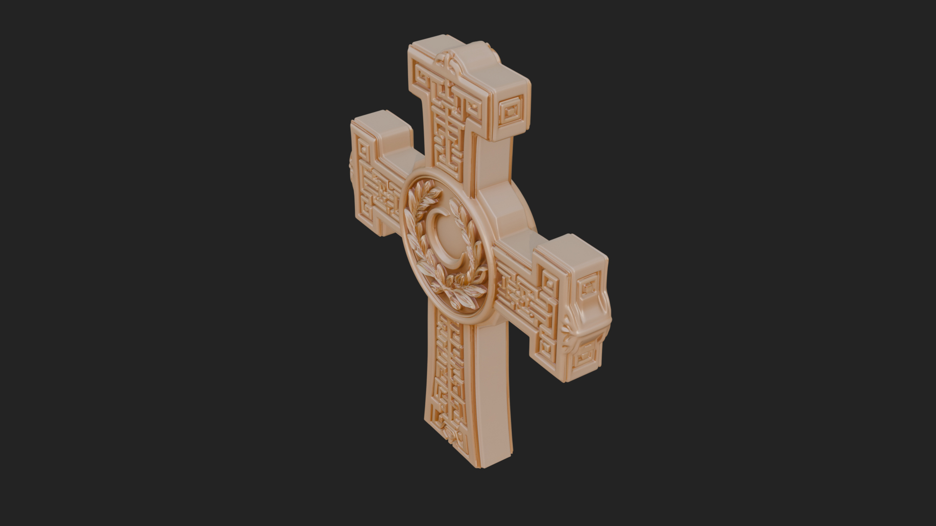 Carved Relief Wall Cross Design 345 3D Print Model 3D Model