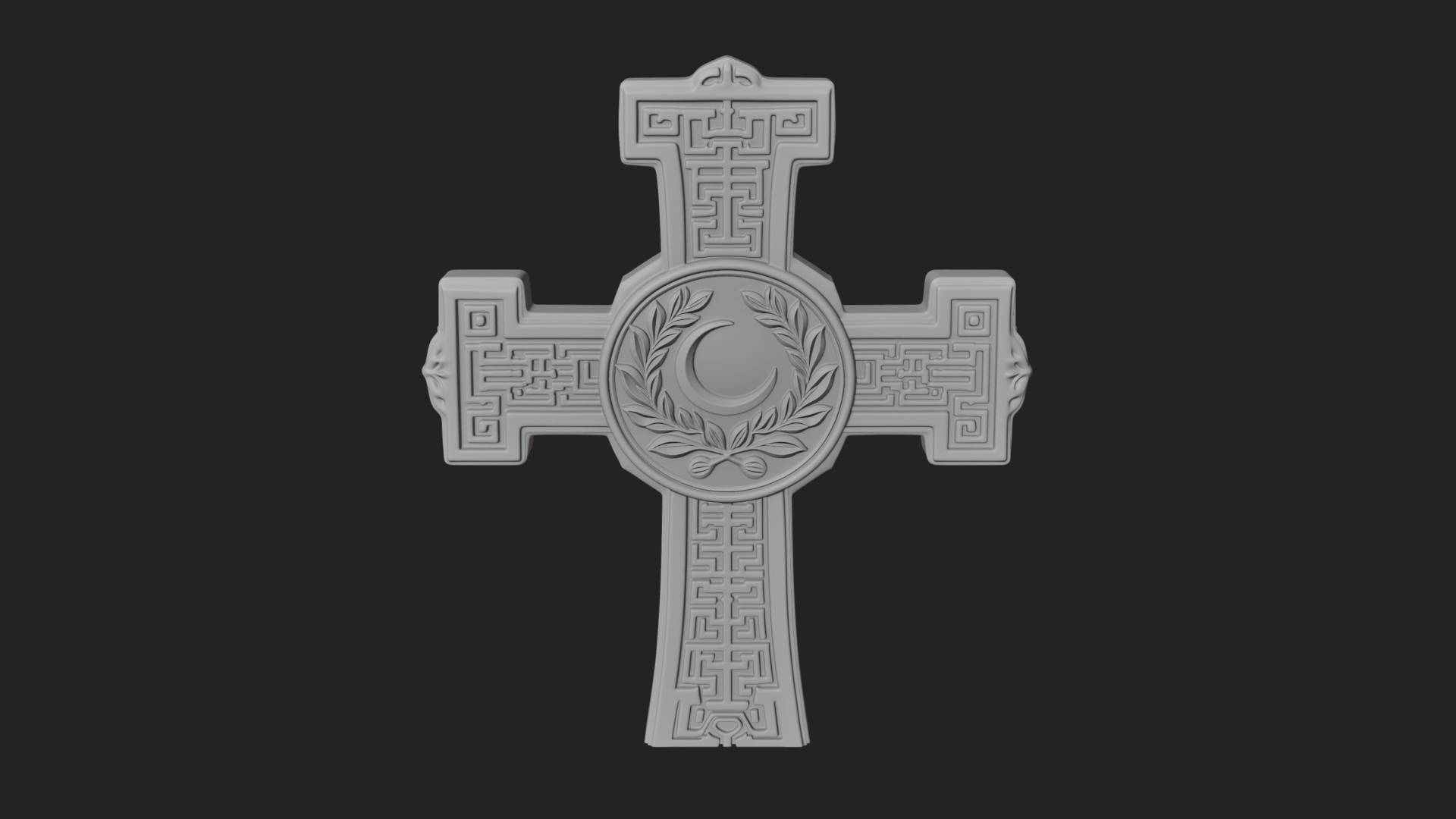 Carved Relief Wall Cross Design 345 3D Print Model 3D Model
