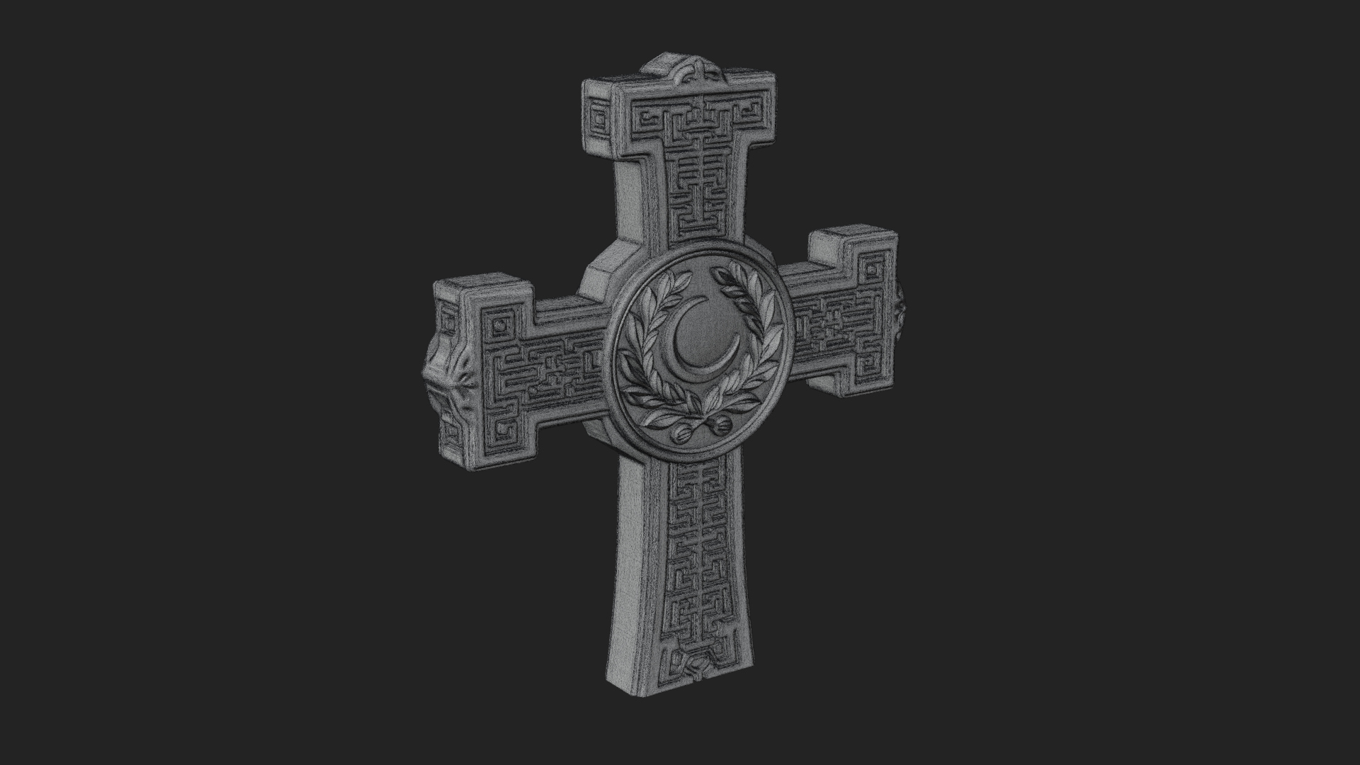 Carved Relief Wall Cross Design 345 3D Print Model 3D Model