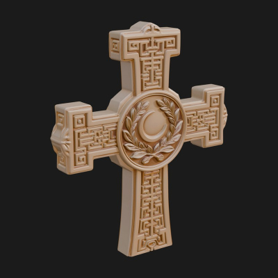 Carved Relief Wall Cross Design 345 3D Print Model