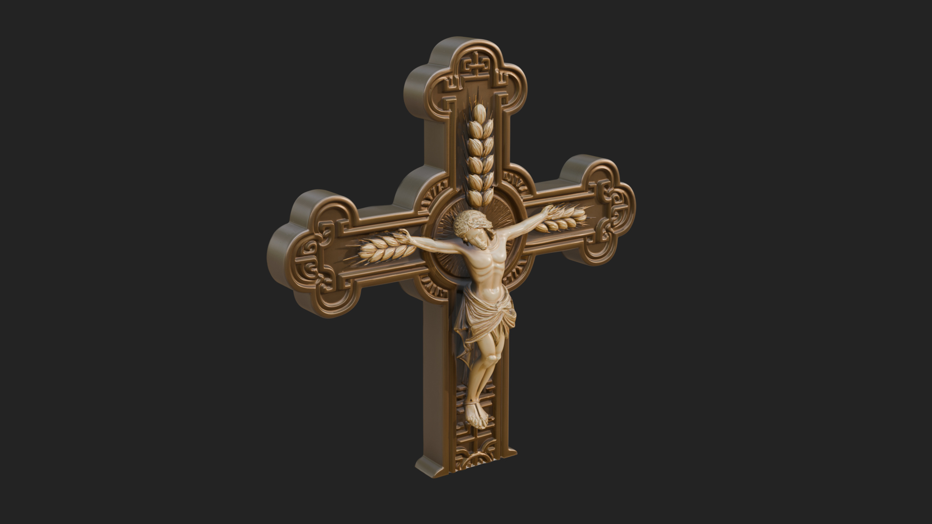 Carved Relief Wall Cross Design 346 3D Print Model 3D Model
