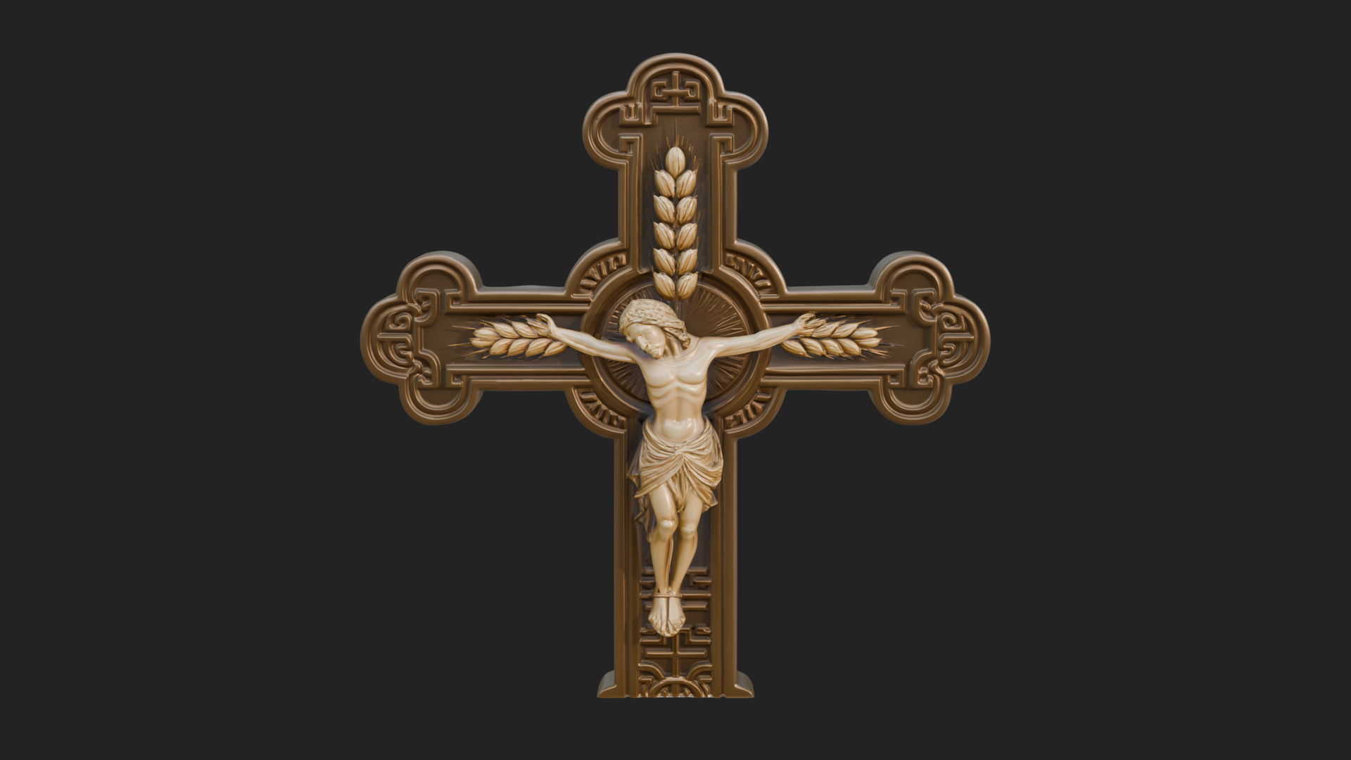 Carved Relief Wall Cross Design 346 3D Print Model 3D Model