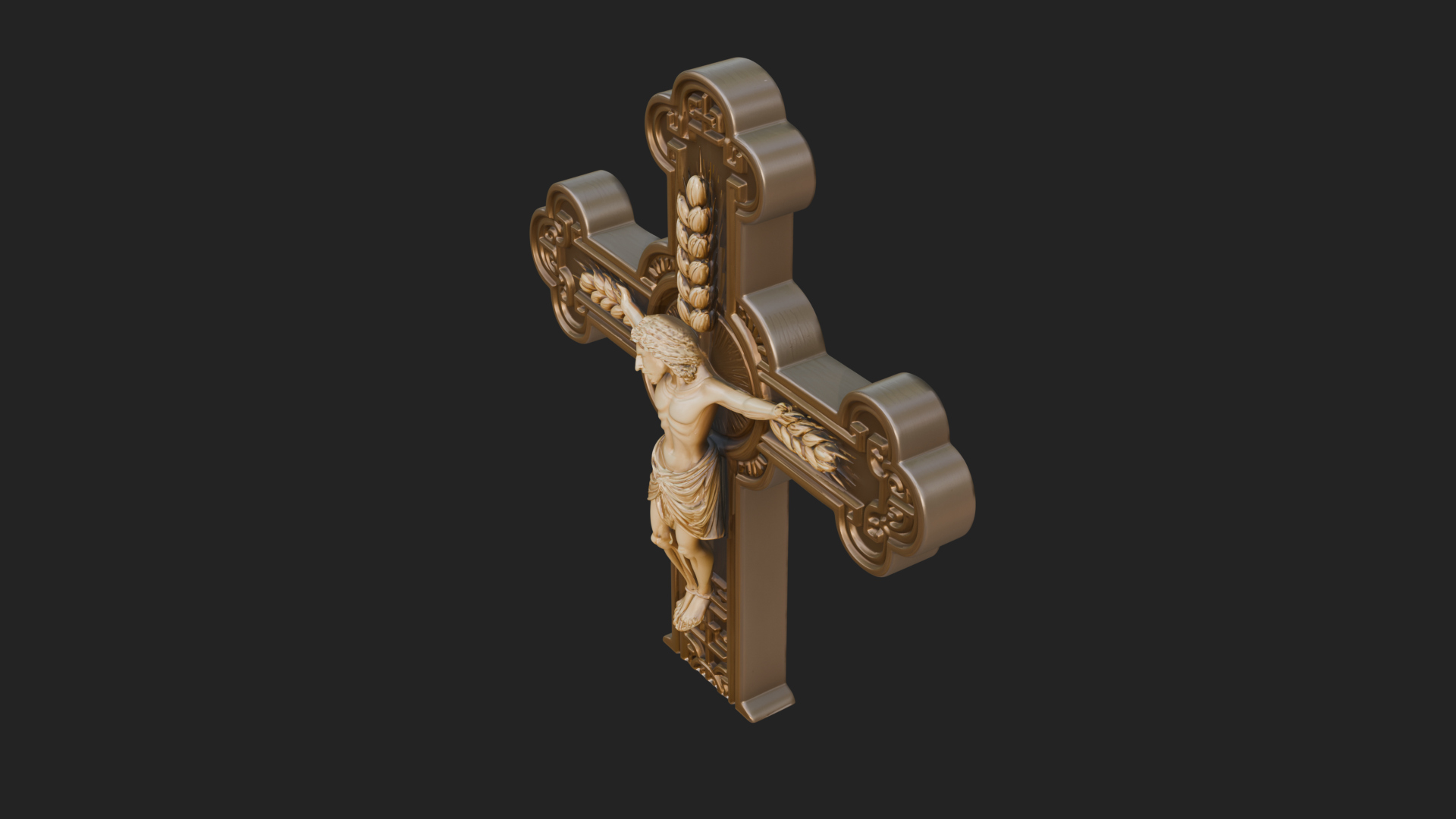 Carved Relief Wall Cross Design 346 3D Print Model 3D Model
