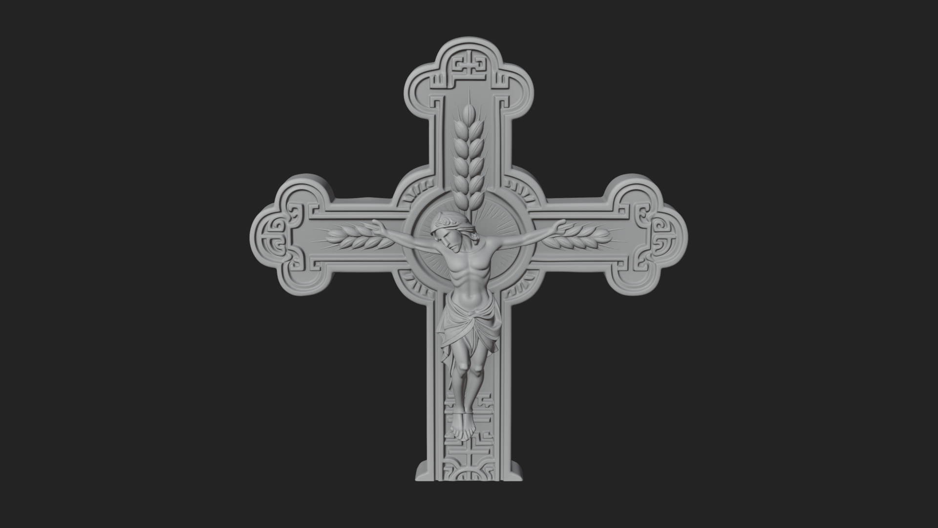 Carved Relief Wall Cross Design 346 3D Print Model 3D Model