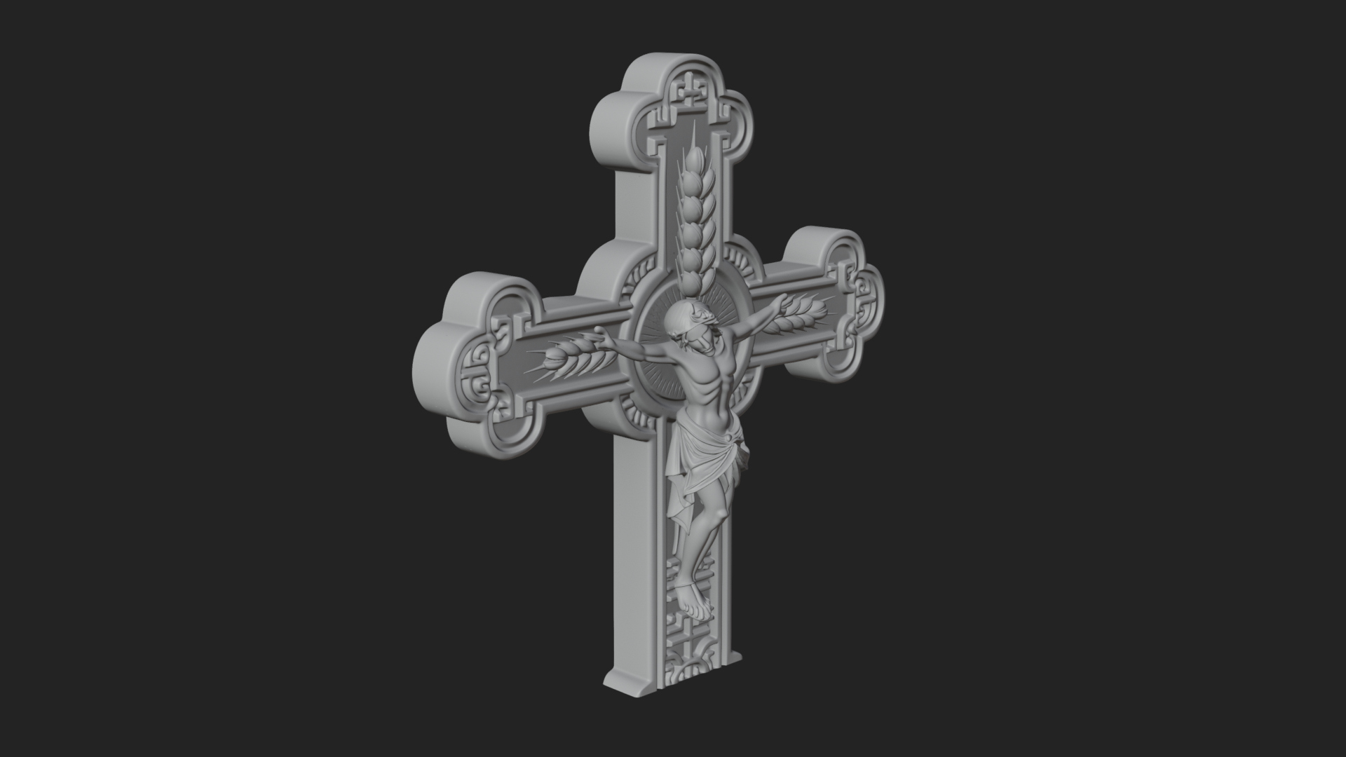 Carved Relief Wall Cross Design 346 3D Print Model 3D Model