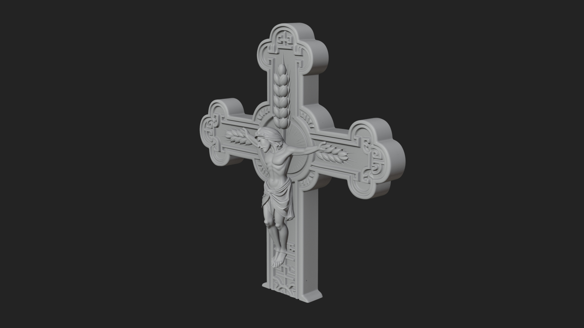Carved Relief Wall Cross Design 346 3D Print Model 3D Model
