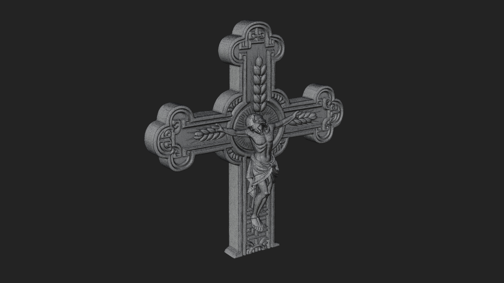 Carved Relief Wall Cross Design 346 3D Print Model 3D Model
