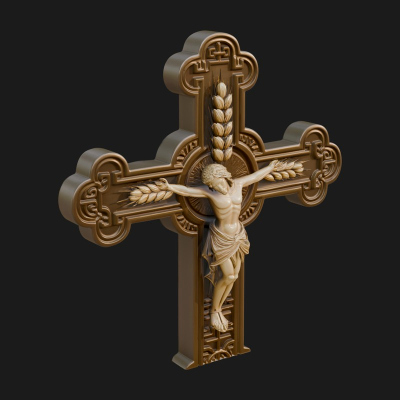 Carved Relief Wall Cross Design 346 3D Print Model