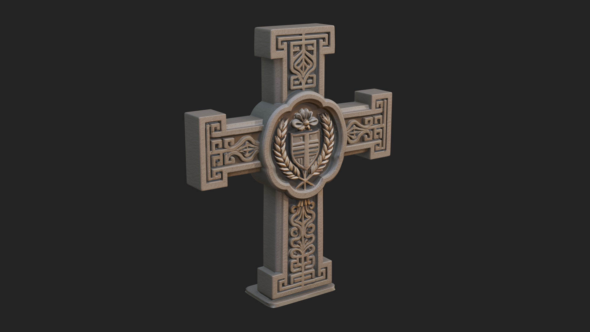 Carved Relief Wall Cross Design 347 3D Print Model 3D Model
