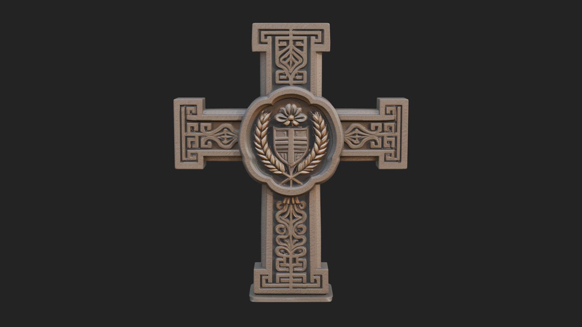 Carved Relief Wall Cross Design 347 3D Print Model 3D Model