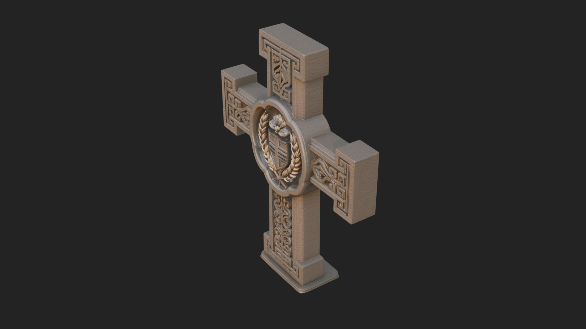 Carved Relief Wall Cross Design 347 3D Print Model 3D Model