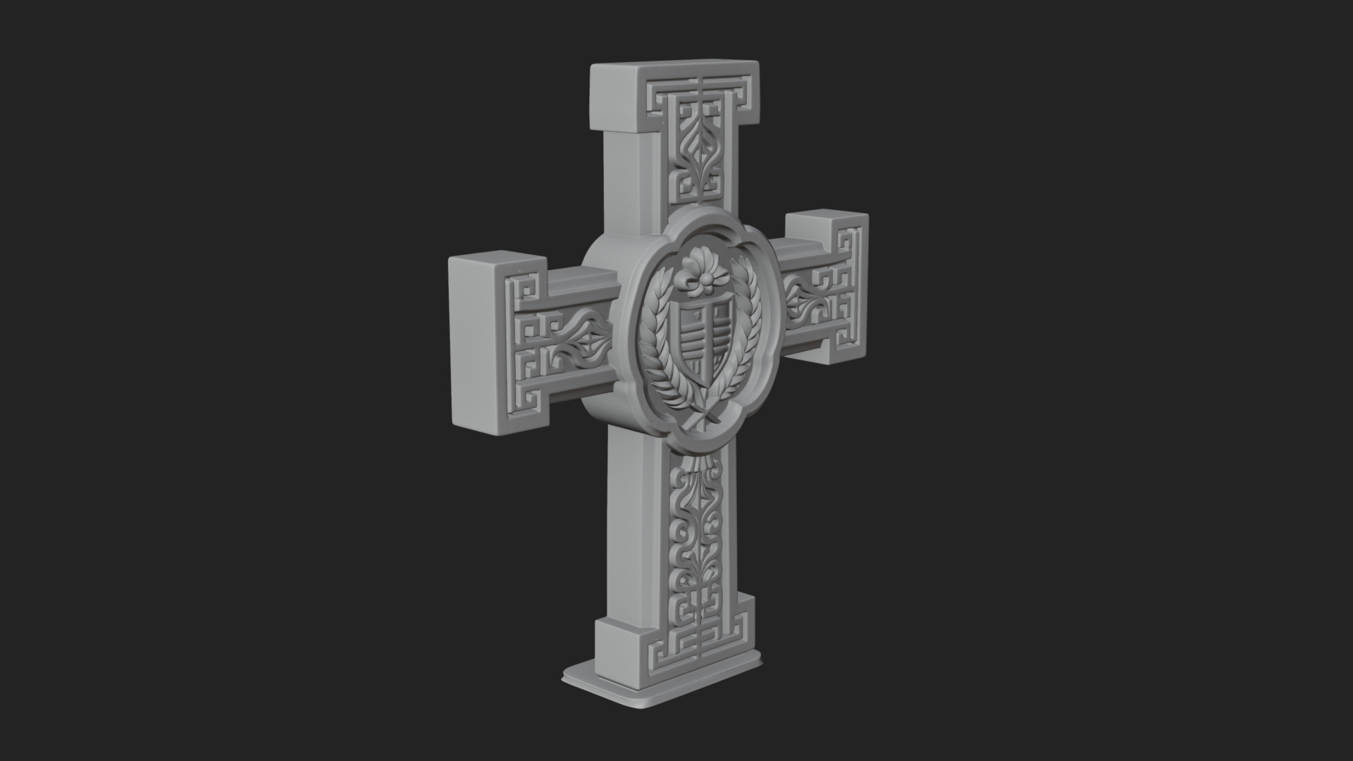 Carved Relief Wall Cross Design 347 3D Print Model 3D Model
