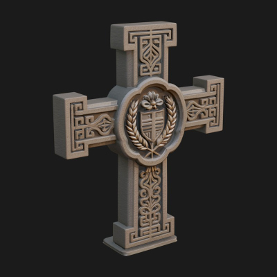 Carved Relief Wall Cross Design 347 3D Print Model