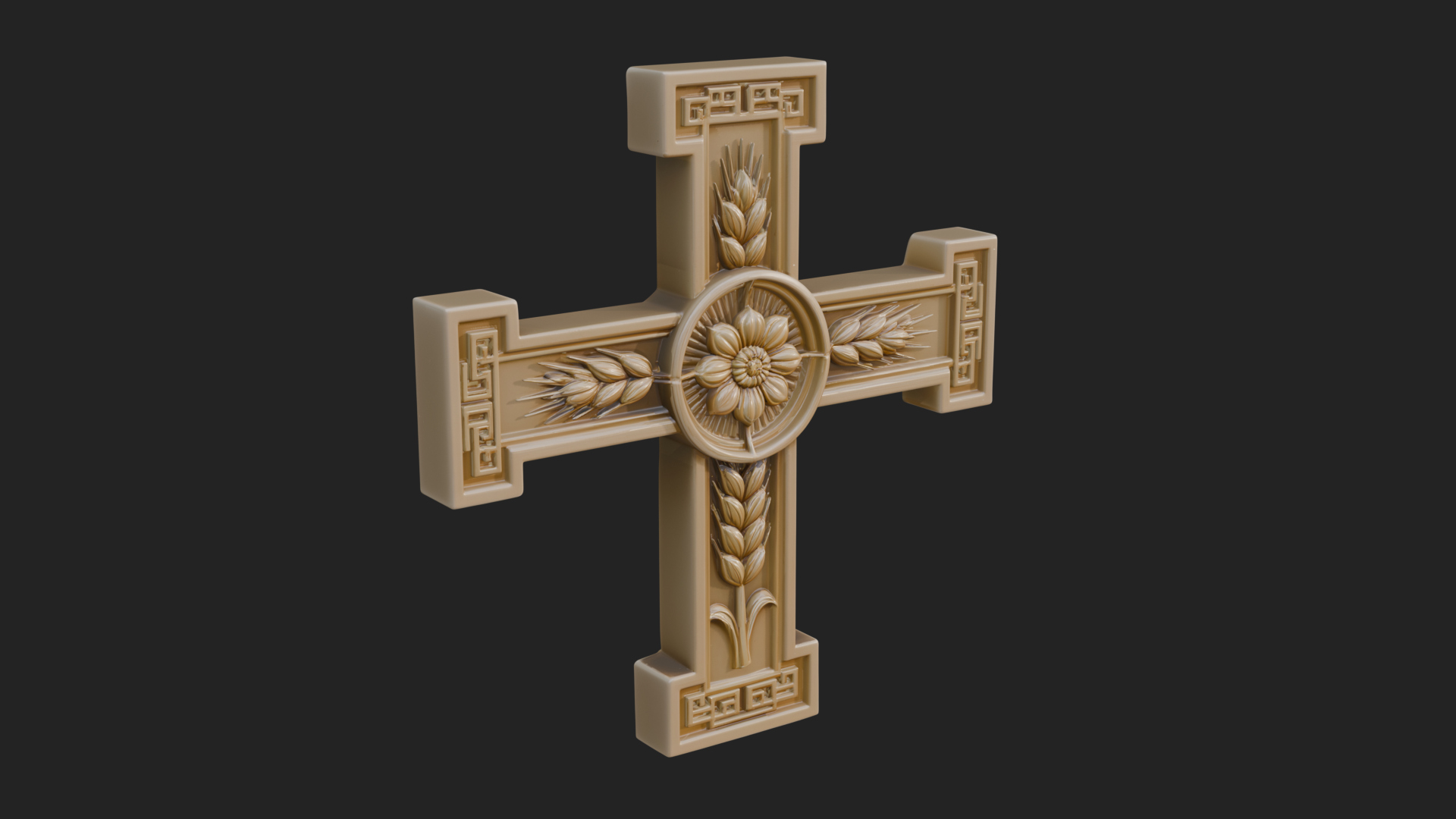 Carved Relief Wall Cross Design 348 3D Print Model 3D Model