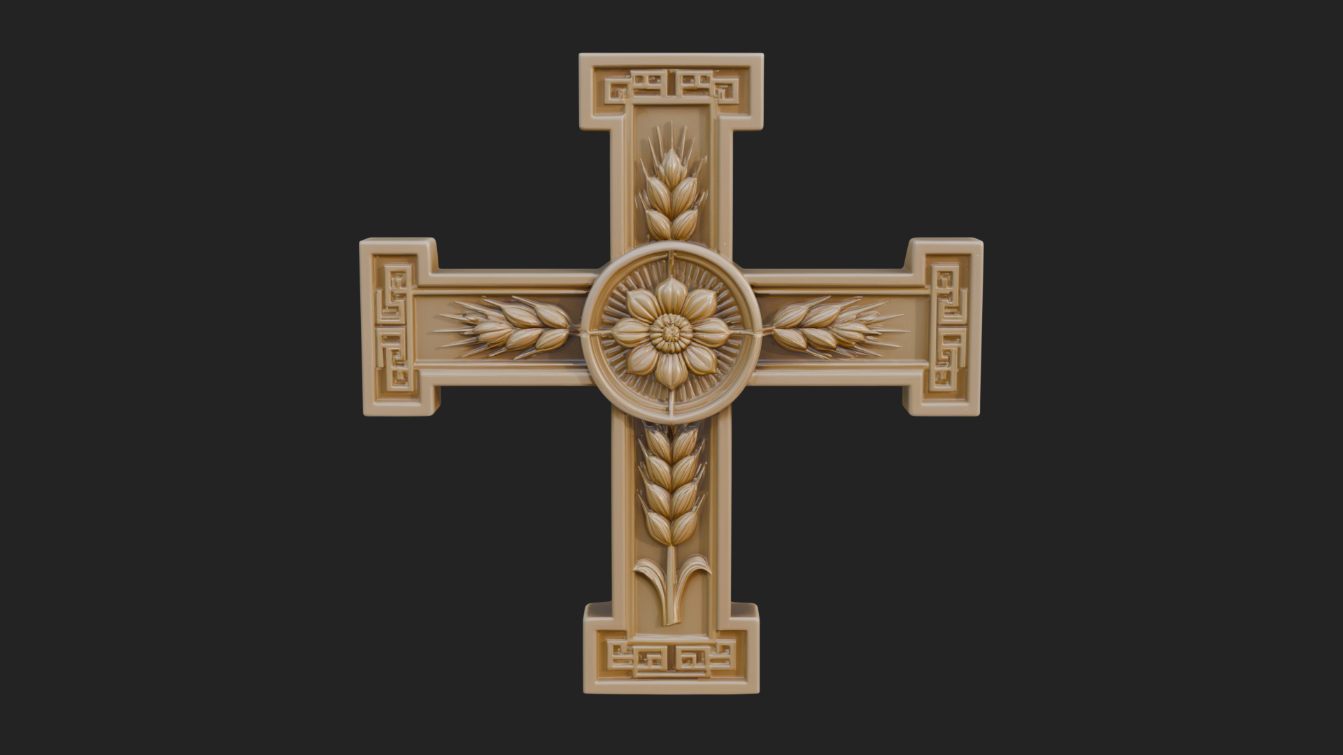 Carved Relief Wall Cross Design 348 3D Print Model 3D Model