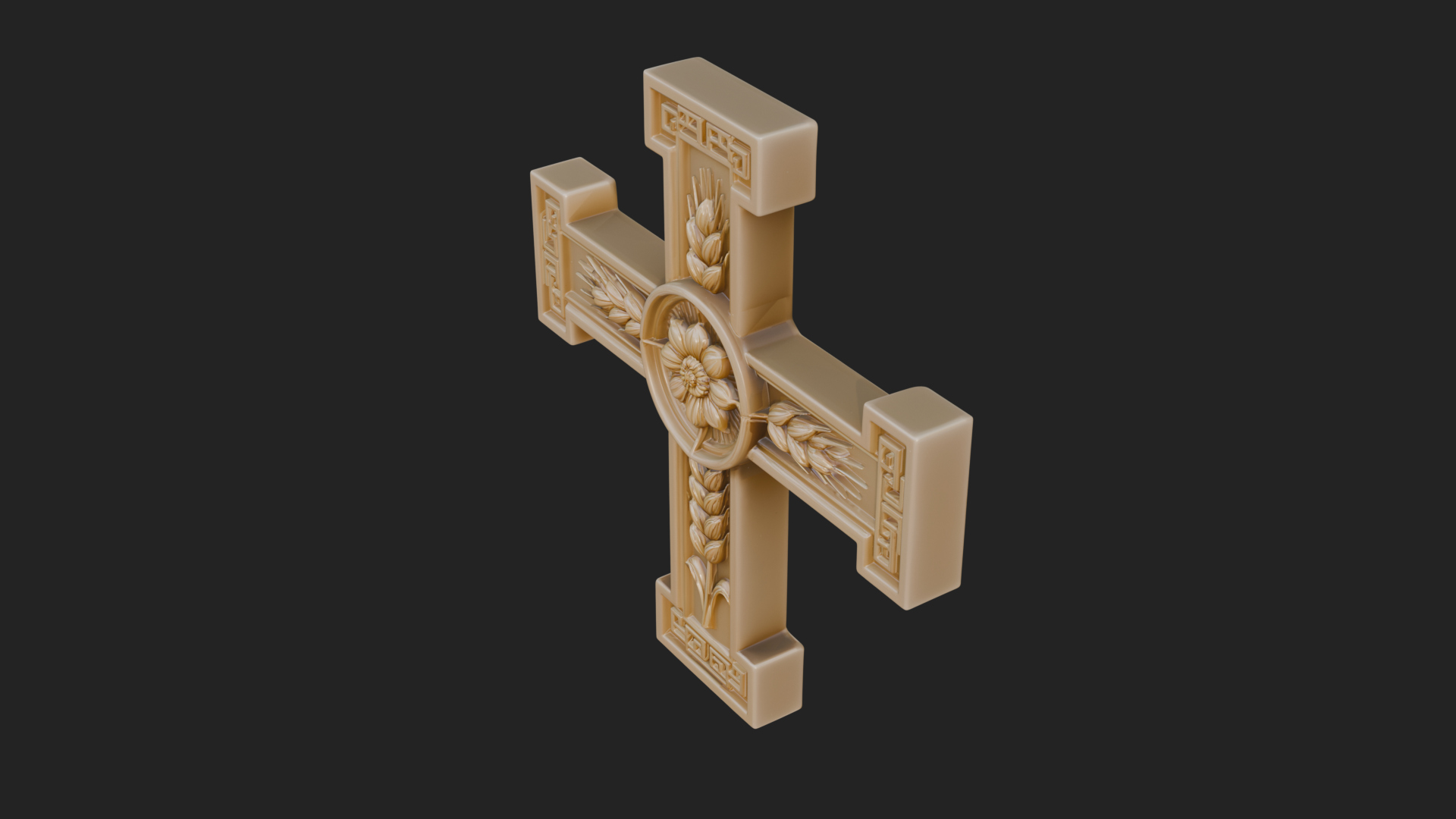 Carved Relief Wall Cross Design 348 3D Print Model 3D Model