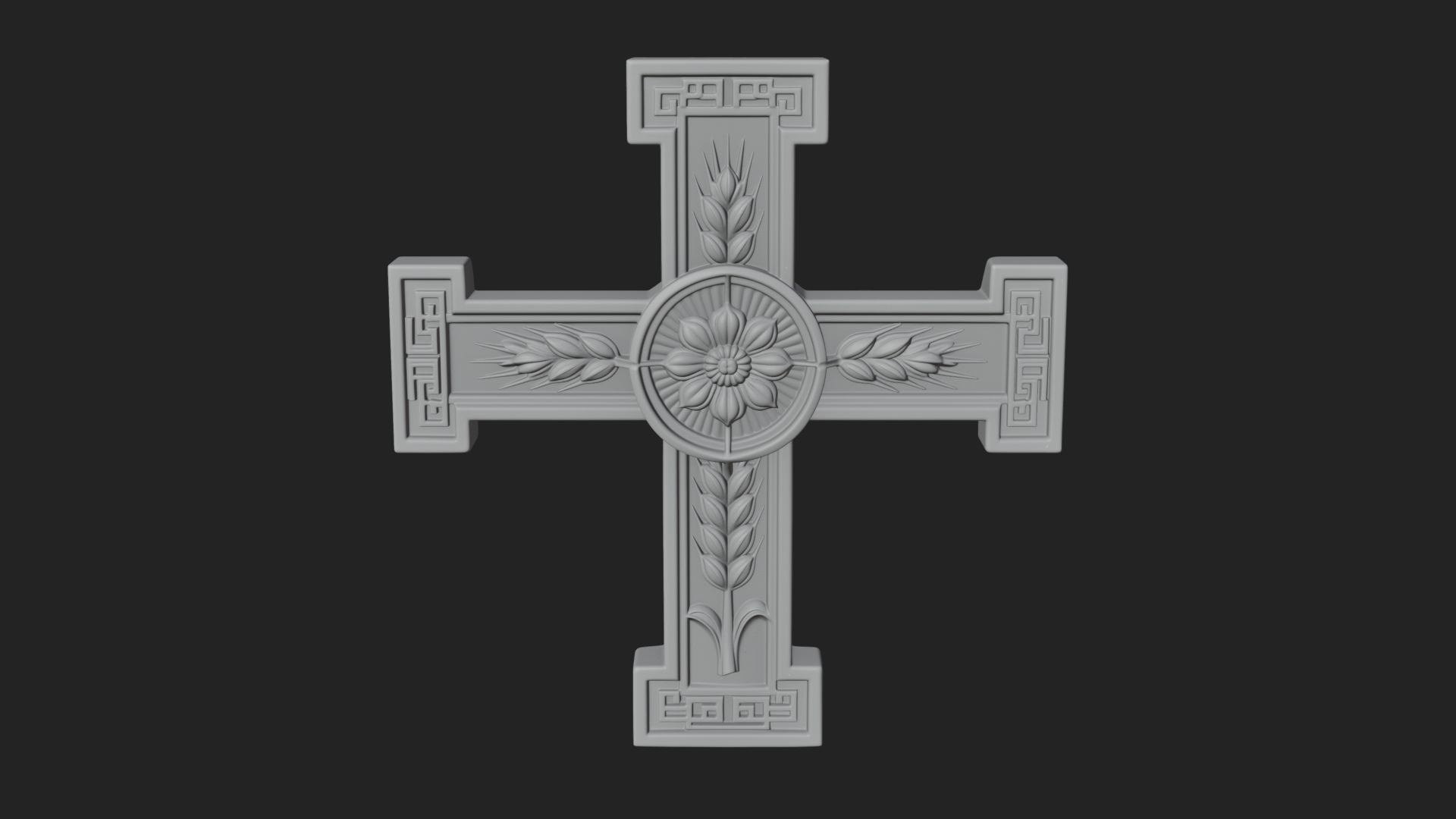 Carved Relief Wall Cross Design 348 3D Print Model 3D Model