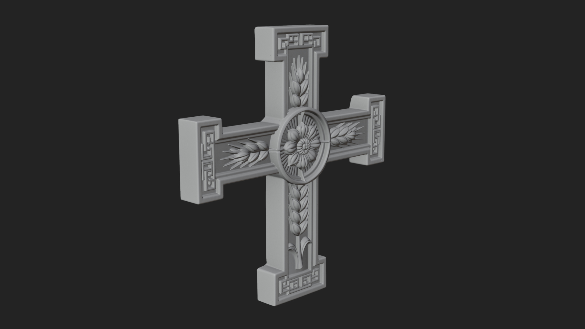 Carved Relief Wall Cross Design 348 3D Print Model 3D Model