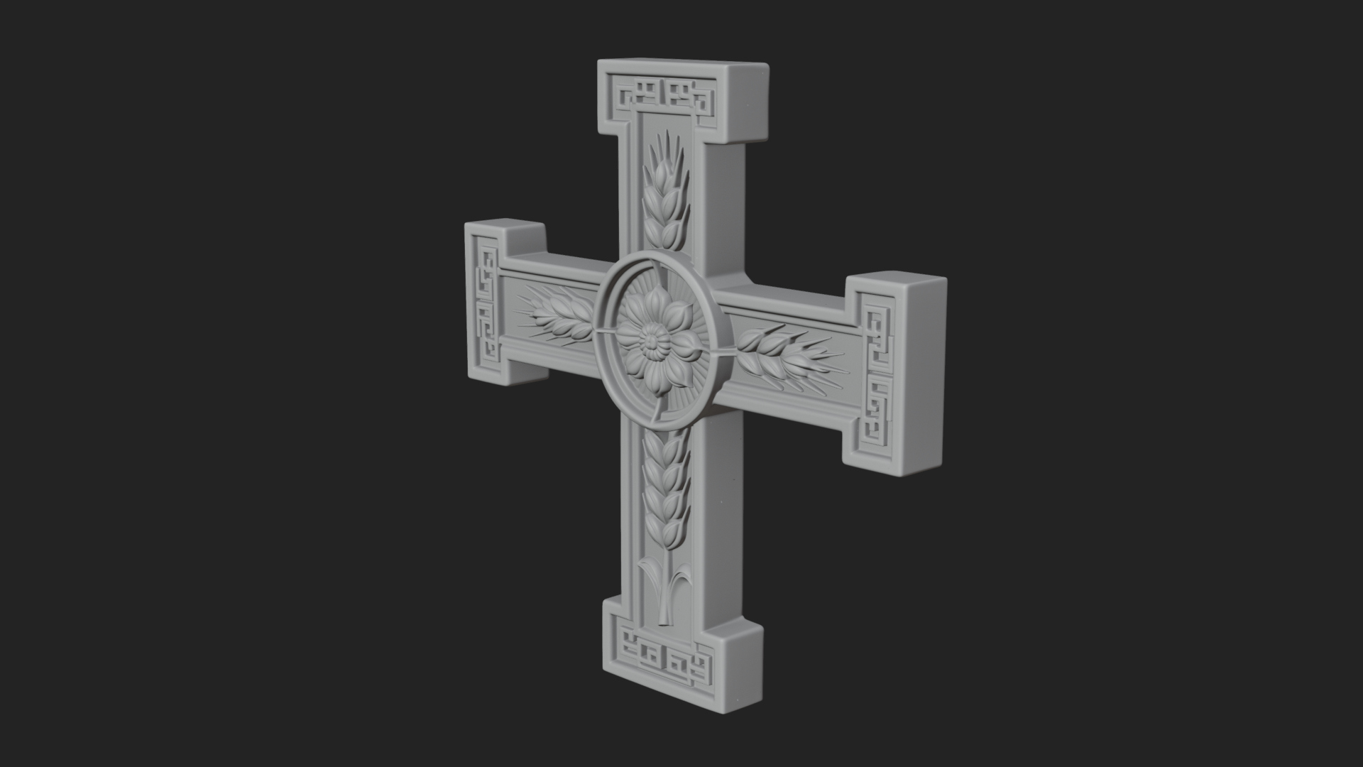 Carved Relief Wall Cross Design 348 3D Print Model 3D Model