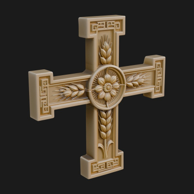 Carved Relief Wall Cross Design 348 3D Print Model