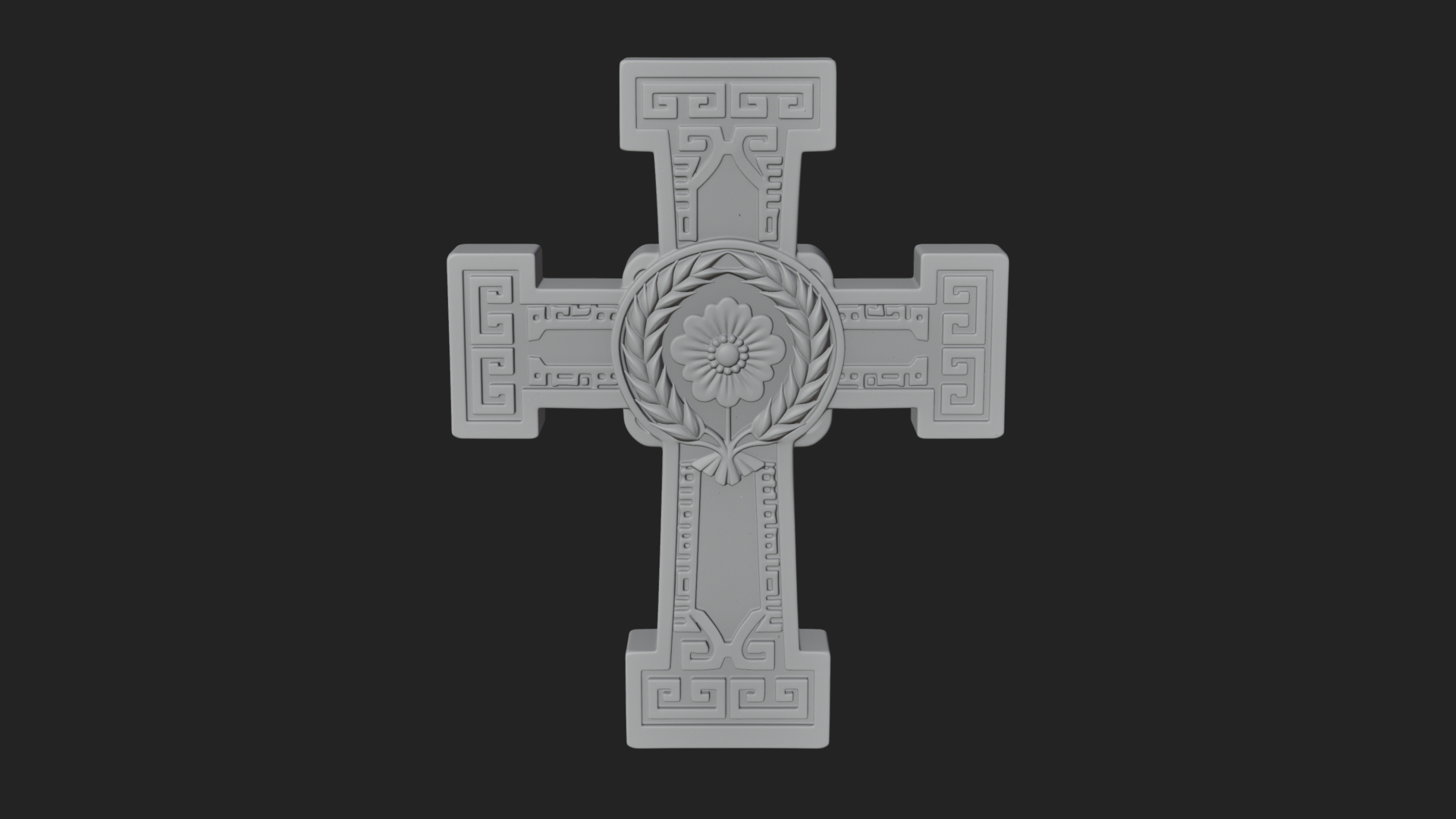 Carved Relief Wall Cross Design 350 3D Print Model 3D Model