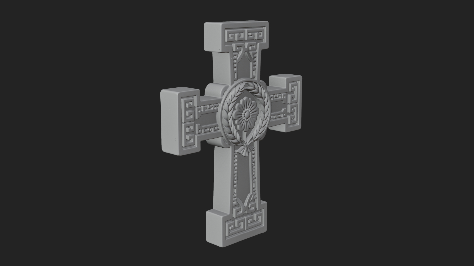 Carved Relief Wall Cross Design 350 3D Print Model 3D Model