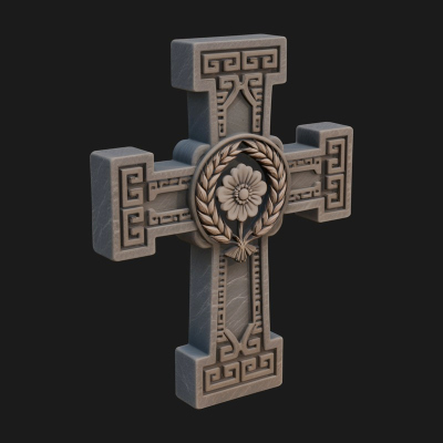 Carved Relief Wall Cross Design 350 3D Print Model