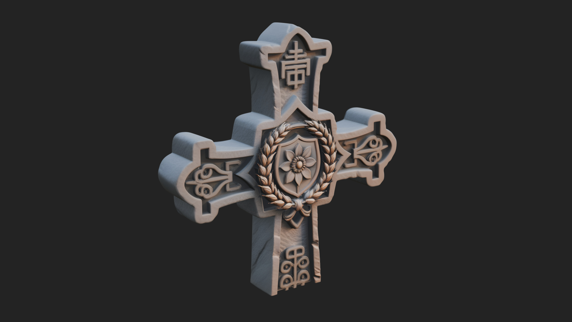 Carved Relief Wall Cross Design 351 3D Print Model 3D Model