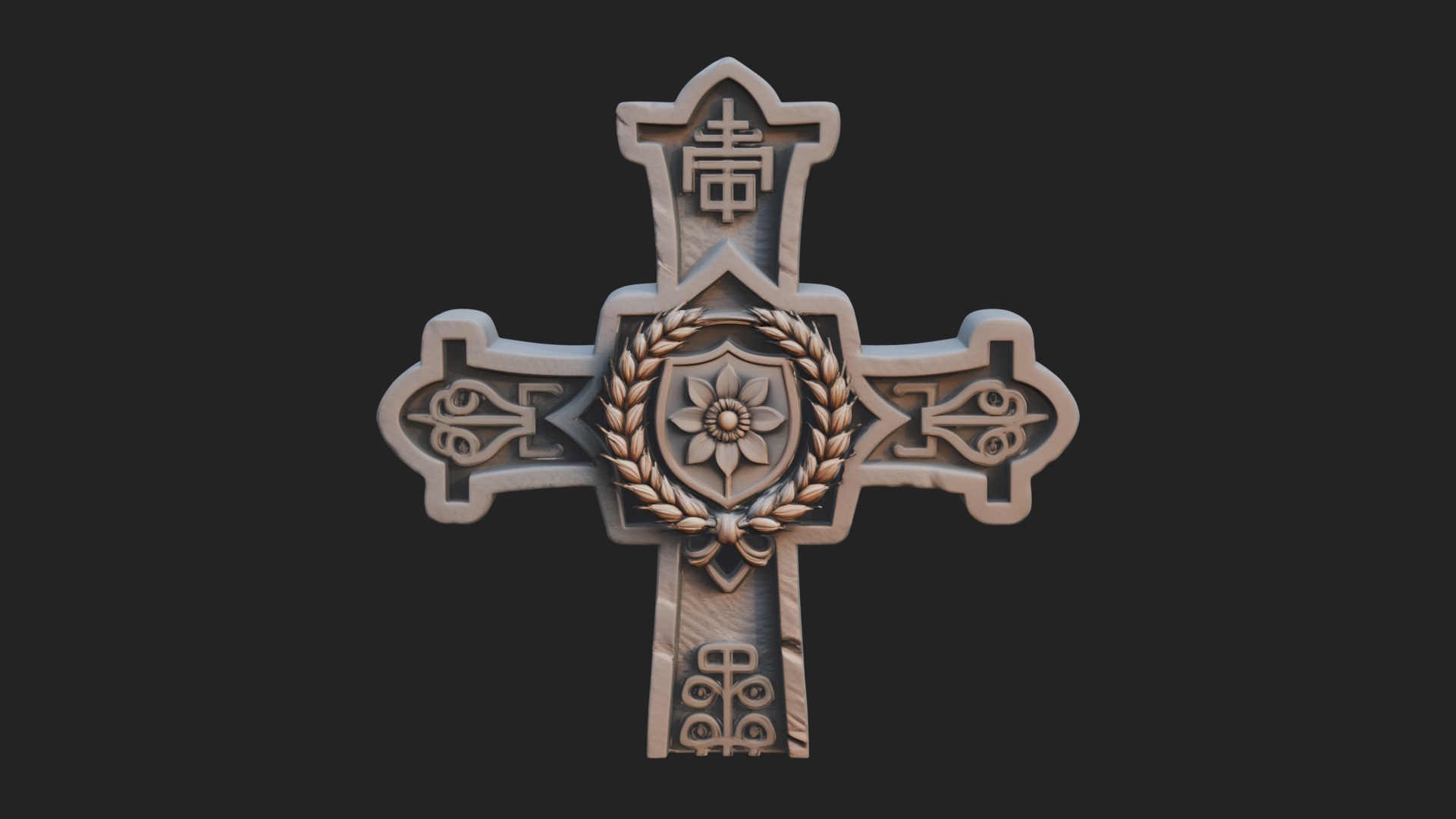 Carved Relief Wall Cross Design 351 3D Print Model 3D Model